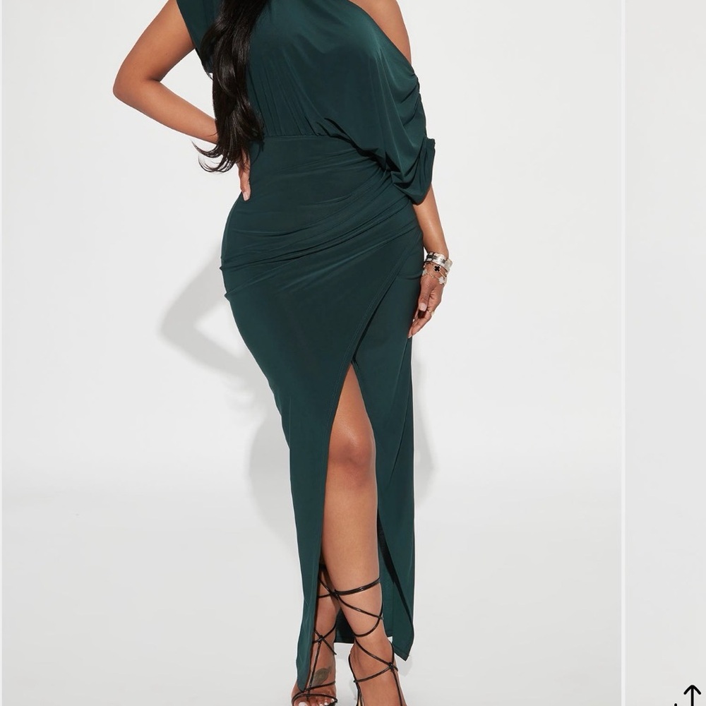 Fashion Nova One-Shoulder Teal Dress